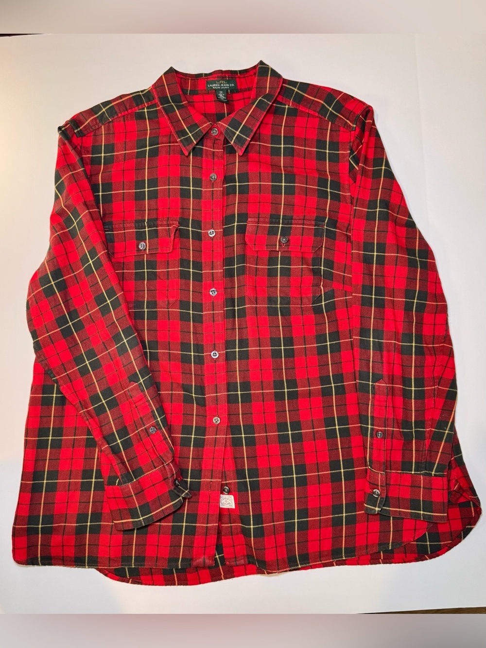 Lauren Ralph Lauren Red and Green Plaid Button-Down Shirt